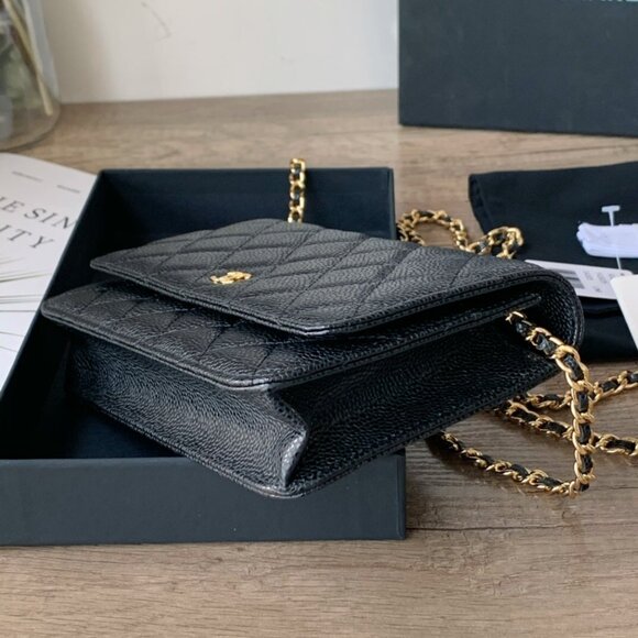 🍀Chanel Wallet On Chain Quilted Lambskin Black - Picture 4 of 9